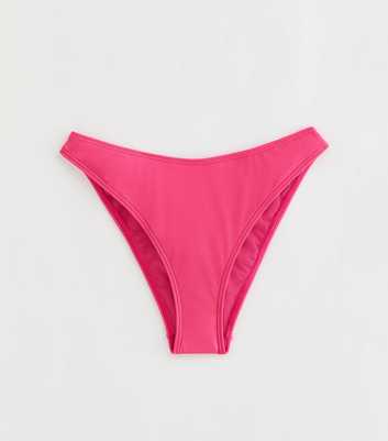 Bright Pink High Leg Hipster Bikini Bottoms
