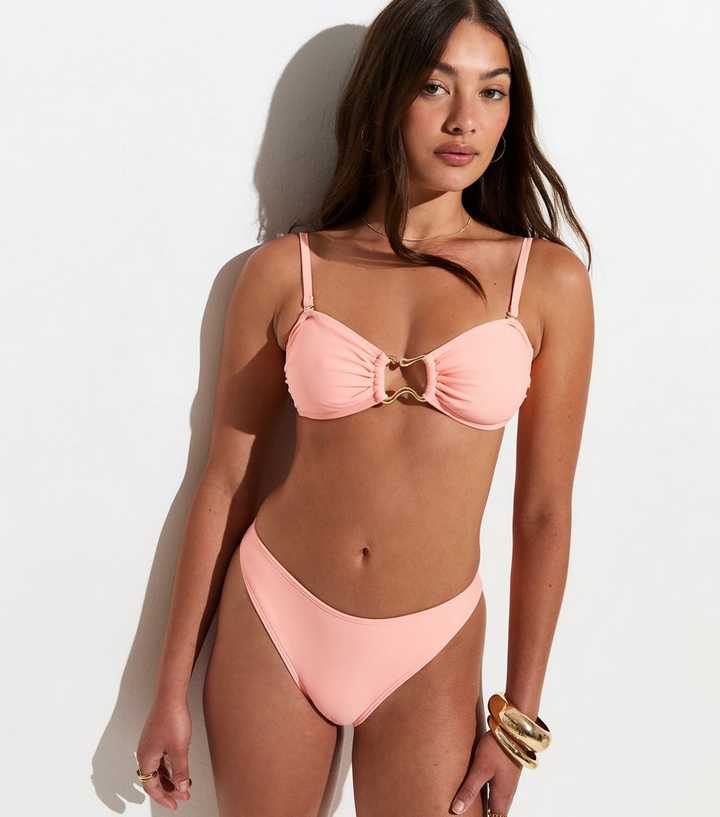 Coral High Leg Hipster Bikini Bottoms