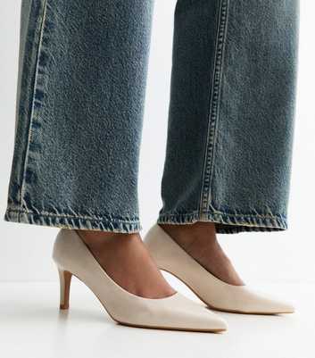 Off White Faux Patent Court Shoes