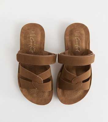 Extra Wide Fit Tan Faux Suede Twist Front Mule Sandals