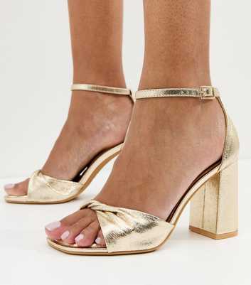 Gold Vamp Open Toe Heeled Sandals