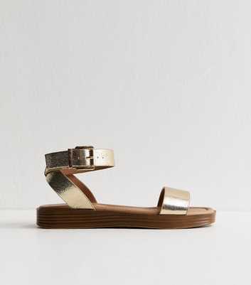 Gold Metallic Faux Leather Sandals