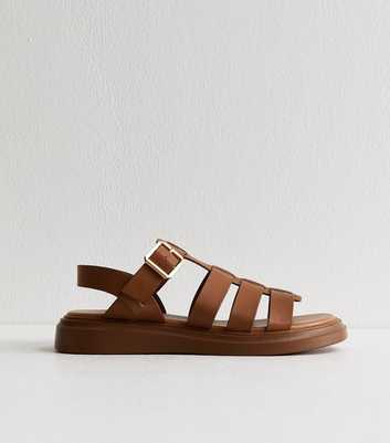 Wide Fit Tan Faux Leather Chunky Gladiator Sandals