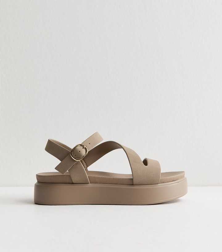 Light Brown Multi Strap Platform Sandals