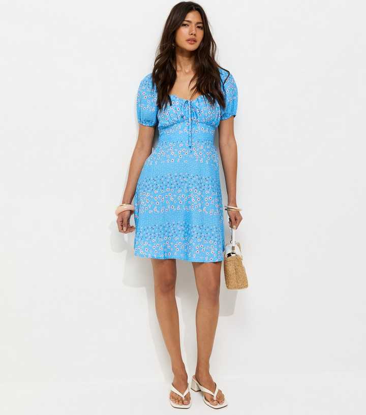 blue milkmaid mini dress The Raw Milkmaid Dress