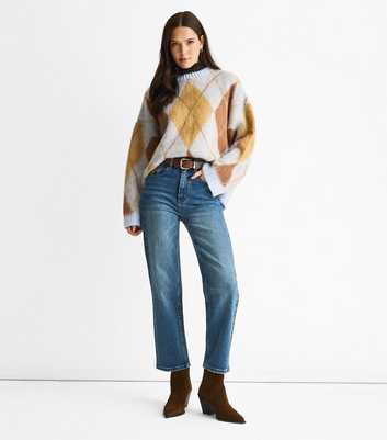 Gini London Blue Mid Rise Straight Leg Jeans