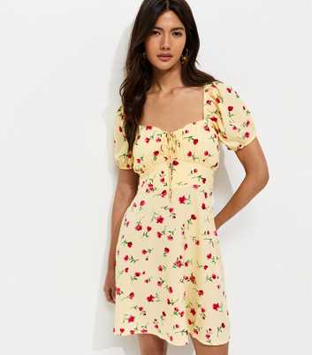 Light Yellow Rose Milkmaid Mini Dress