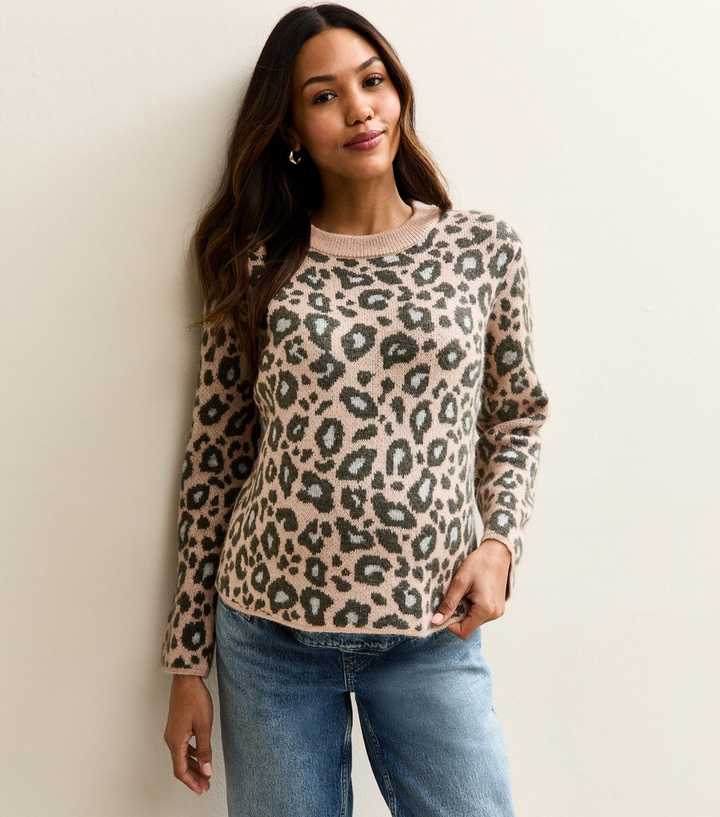 Maternity Pink Leopard Crew Neck Jumper