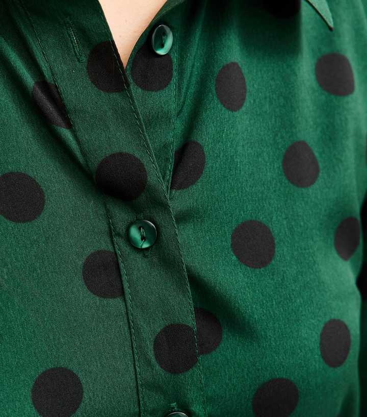 green polka dot dress shirt Bright Long Sleeve Mini Irish Design