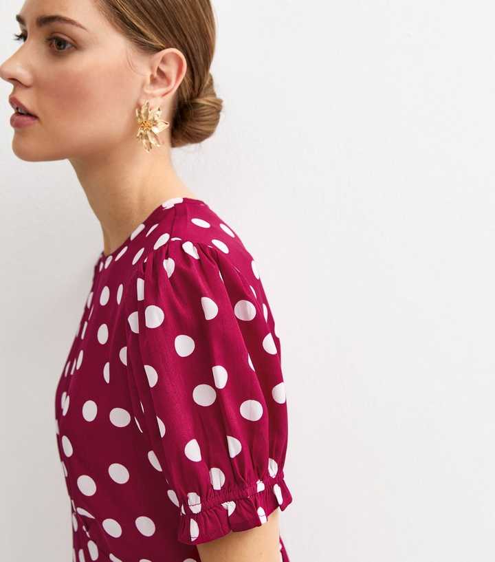 strapless open back dress MARMALADE Red/White Vintage Style Polka Dot Dress – Marmalade-shop main image 1