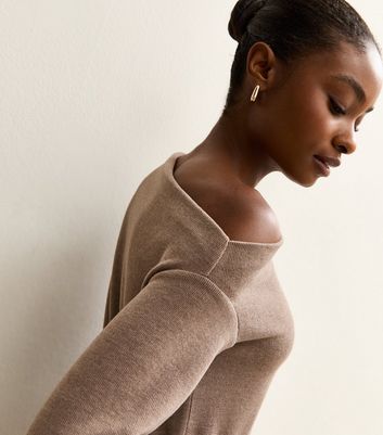 Mink Soft Touch Asymmetrical Slash Neck Tie Top | New Look