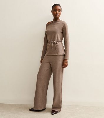 Mink Soft Touch Asymmetrical Slash Neck Tie Top | New Look