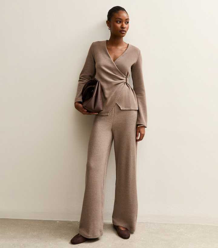 Mink Soft Touch Wide Leg Trousers