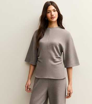 Mid Grey Soft Touch Ruched Waist Top