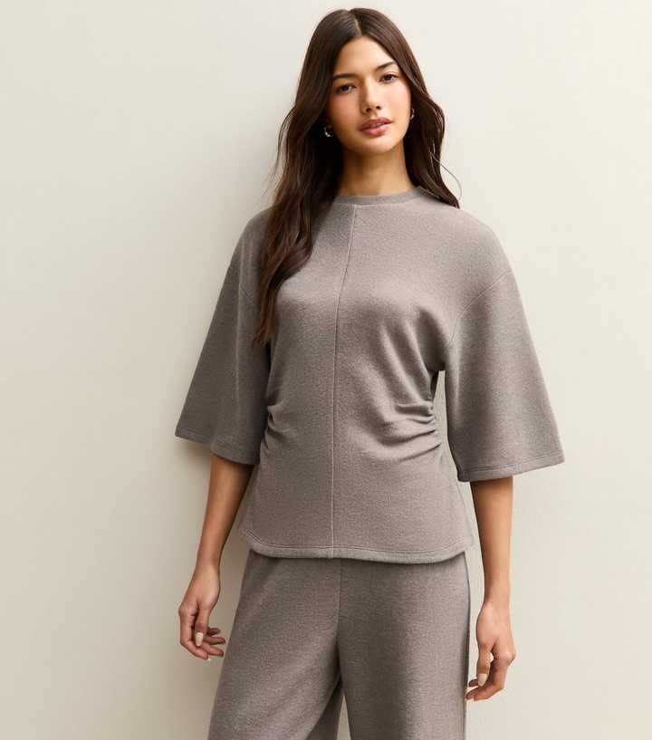 Mid Grey Soft Touch Ruched Waist Top