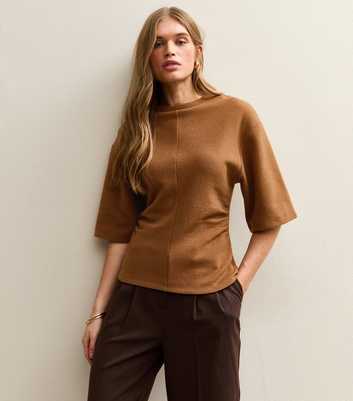 Tan Soft Touch Fitted Waist Top