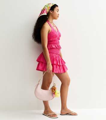 Girls Bright Pink Broderie Anglaise Rara Mini Skort