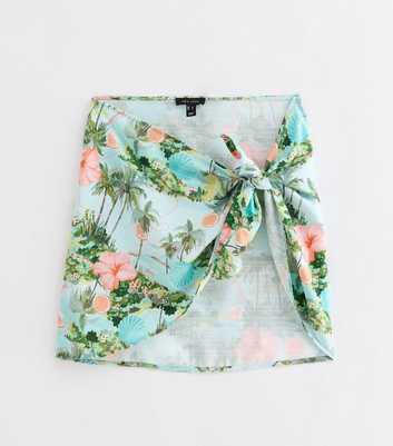 Blue Tropical Print Sarong