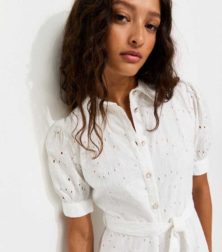 White Broderie Shirt Midi Dress | New Look White Broderie Shirt Midi Dress | New Look