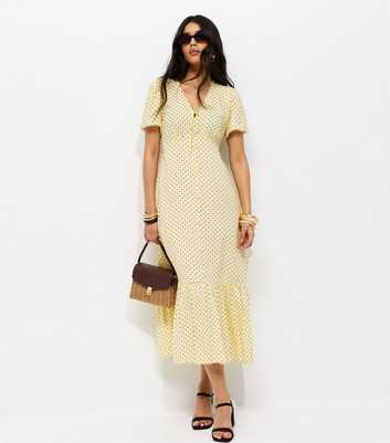Light Yellow Button Through Tea Midi Dress
