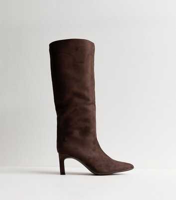 N.N.G Women's Over The Knee Boots - Low Block Heel (3 Inch), Suede, Square Toe, Comfort Long Boots (Brown, Size 7) 3 thumbnail image