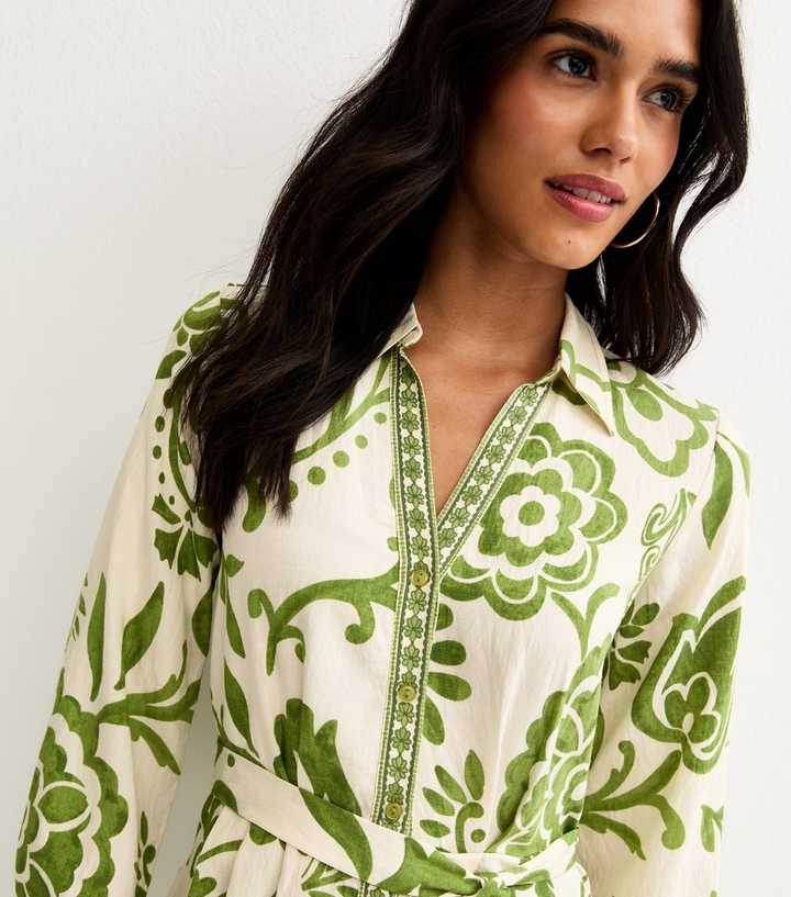 new look green floral midi dress LEOPARD PENELOPE DRESS – Make My Lemonade main image 0