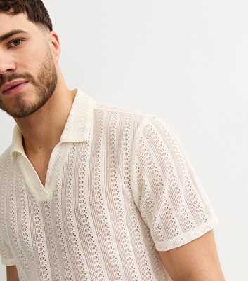 Off White Crochet Polo Shirt