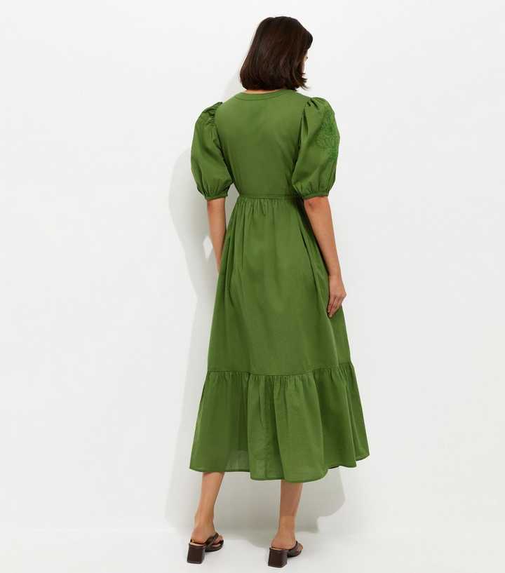 Emerald Bridesmaid Dresses Green Dress Chiffon Dress Canada Bright Green  Embroidered Smock Midi Dress New Look