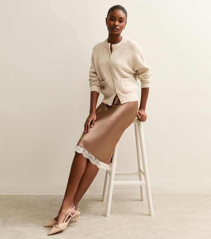 Mink Satin Lace Trim Skirt
