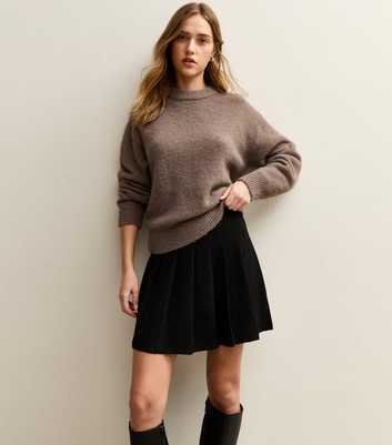 Black Jersey Pleated Mini Skirt