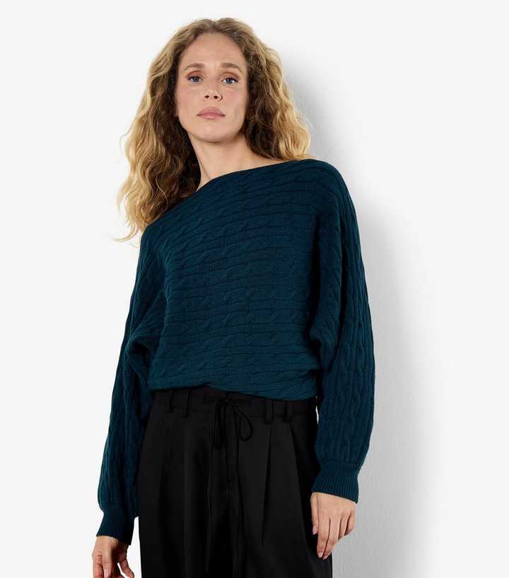 Apricot Teal Batwing Sleeve Knit Jumper