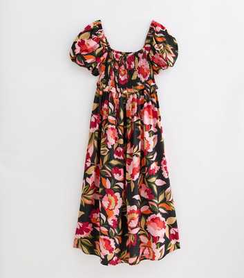Maternity Black Floral Milkmaid Midi Dress