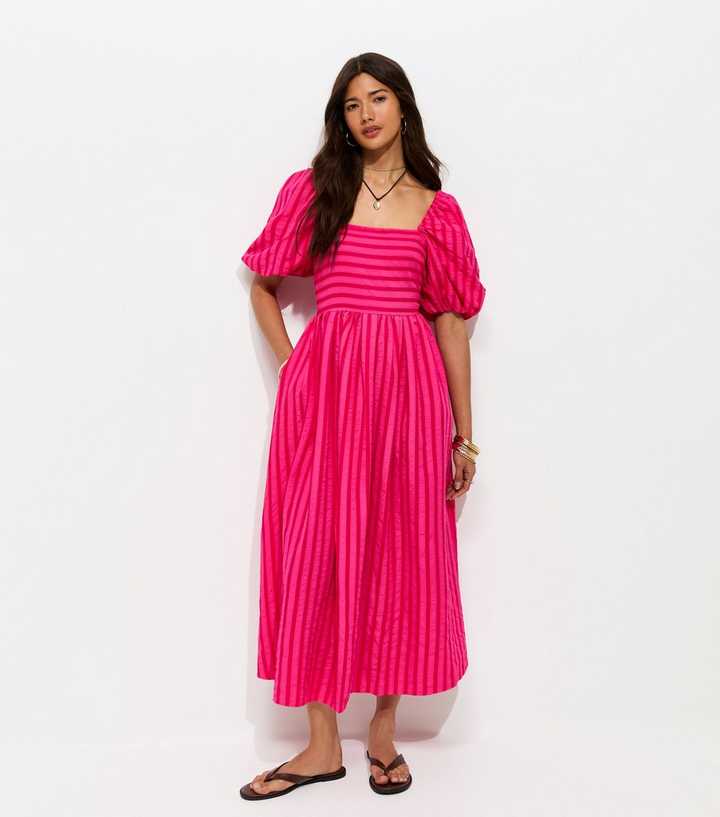 strapless open back dress Ruffle Silk Midi Dress-Pink Bloom Scatter Mono
