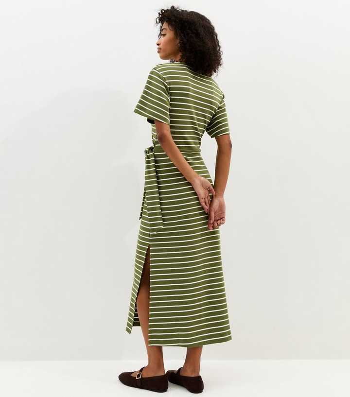 green emerald velvet dress Button Stripe Midi Dress (Green) Dress + Half Sleeve Blouse / Green / M main image 1