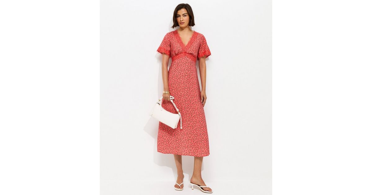 red floral midi tea dress Effortless Icon Red Floral Midi Dress Shop the Mint
