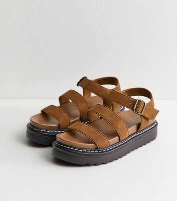 Tan Faux Suede Flatform Sandals