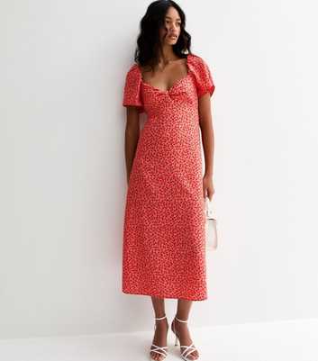 Dark Pink Ditsy Tea Midi Dress