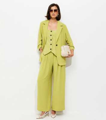 Bright Green Ruched Sleeve Blazer