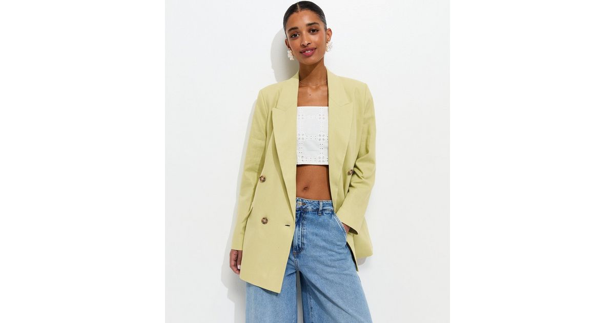 Bright Green Linen Blend Blazer