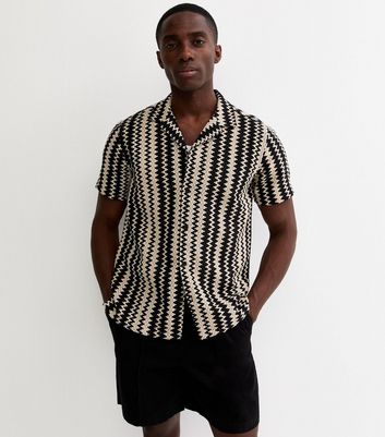 Black Regular Zig Zag Knit Shirt | New Look