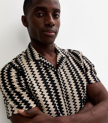 Black Regular Zig Zag Knit Shirt | New Look