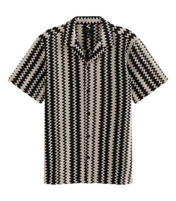 Black Regular Zig Zag Knit Shirt | New Look