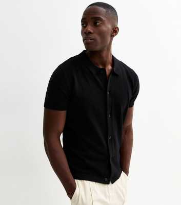 Black Regular Button Through Polo Top
