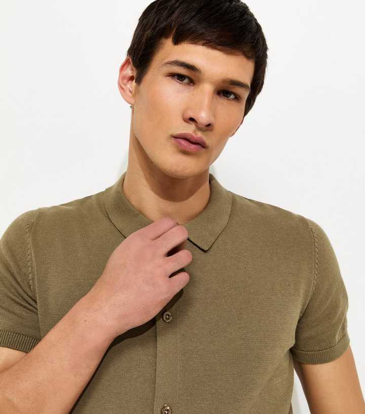 Light Khaki Regular Button Through Polo Top