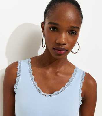Light Blue Lace Trim Vest