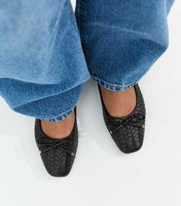 Black Woven Ballet Pumps