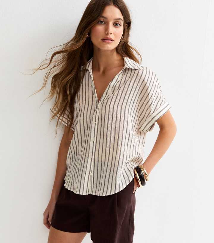 Brown Skinny Stripe Pattern Shirt