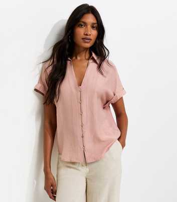 Pink Crinkled Short Sleeve Shirt