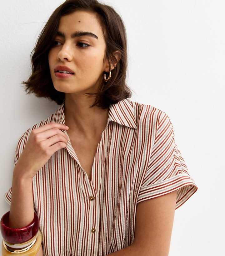 Red Seersucker Stripe Shirt