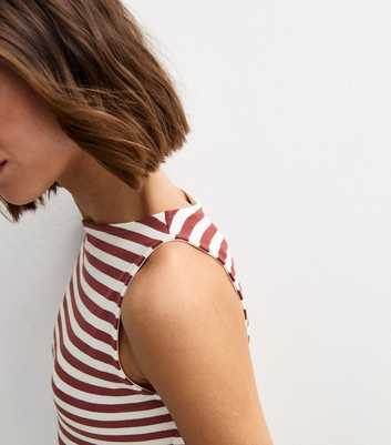 White Stripe Slash Neck Vest Top